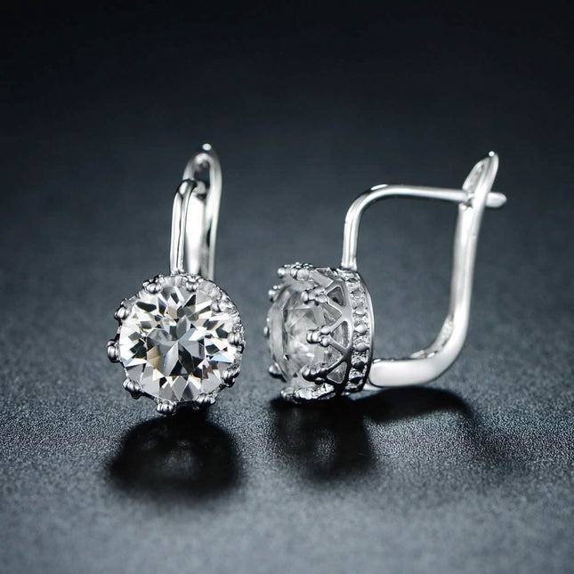 Rhodium Swarovski Elements Huggie-Hoop Earring