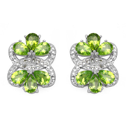 8.77 Carat Genuine Peridot & White Topaz .925 Sterling Silver Earrings