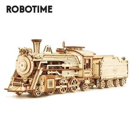 Robotime 308pcs DIY Movable 3D Prime Steam Train Wooden Puzzle Model Toy