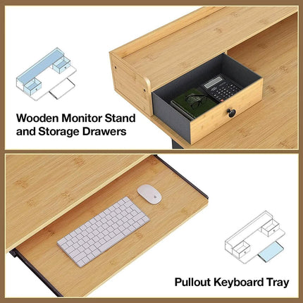 Rolanstar Height Adjustable Desk Standing Desk with Keyboard Tray and Monitor Shelf