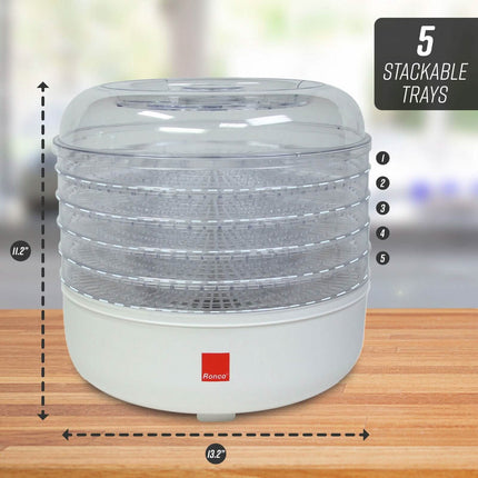 Ronco 5-Tray Dehydrator, Food Preserver, Quiet Dehydrating and Easy to Use