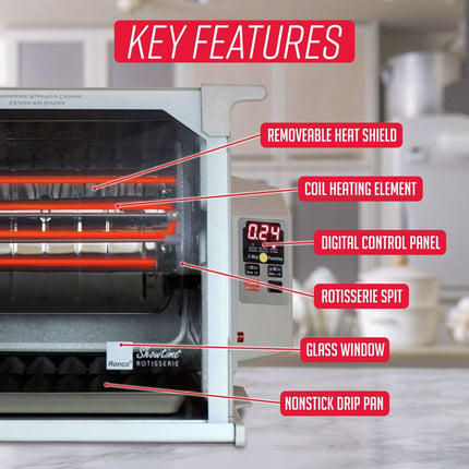 Ronco Digital Rotisserie Oven, Platinum Digital Design, Large Capacity