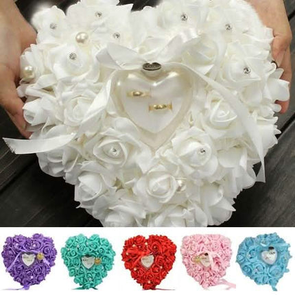 Rose Pillow Heart Cushion Ring Holder