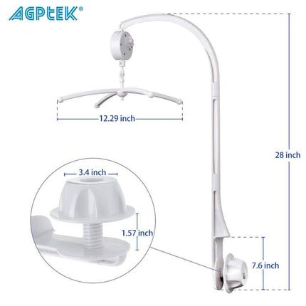 Rotary Baby Cot Mobile Crib Bed Toy Infant Bell Hanging Stand Arm Bracket