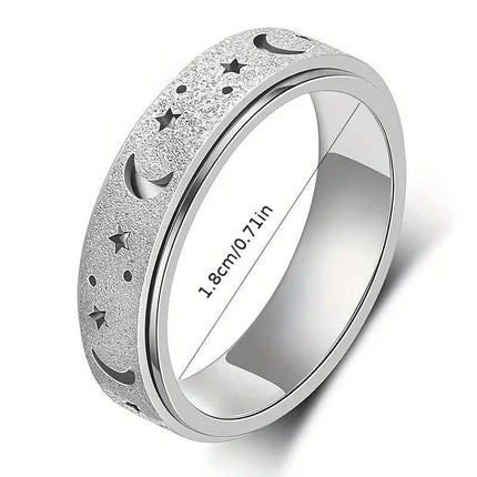 Rotatable Anxiety Fidget Ring Moon and Star Design