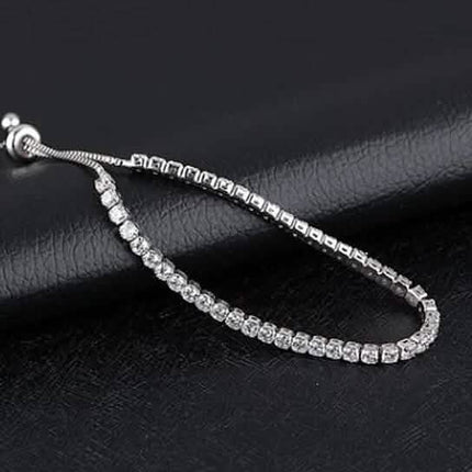 Round Cut Swarovski Elements Crystal Adjustable Tennis Bracelet