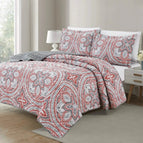 Gray Red Floral / Full/Queen