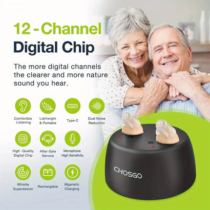 Rechargeable Hearing Aids – Invisible In-Ear, Noise Reduction, Volume Control