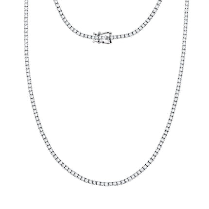 Ct Round Certified Lab Grown Diamond 14K Solid Gold Women’s Tennis Necklace (18")