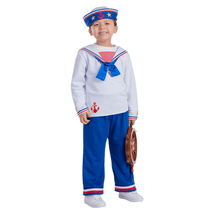 Kids Sailor Costume with Navy Style Outfit, Hat and Nautical Details