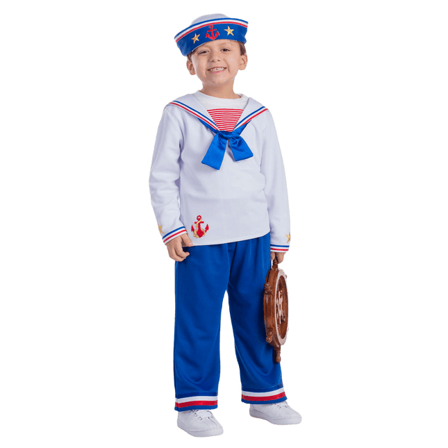 Kids Sailor Costume with Navy Style Outfit, Hat and Nautical Details