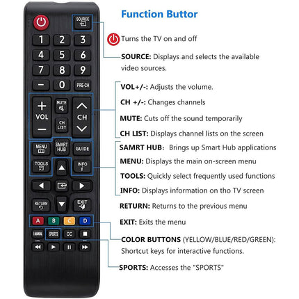 Samsung-TV-Remote for All Samsung LCD LED HDTV 3D Smart TVs Models