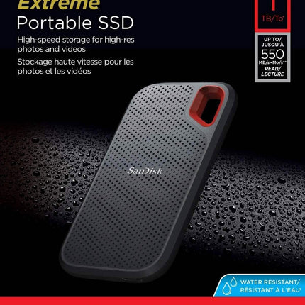 SanDisk 1TB Extreme Portable External SSD - Up to 550MB/s USB-C, USB 3.1 (Refurbished)