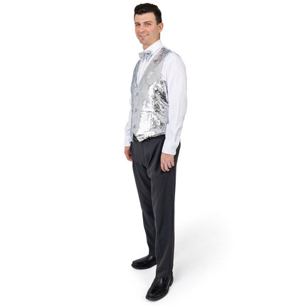 Sparkly Sequin Vest & Bowtie Costume Set for Adults – Red, Gold, Silver Party & Stage Outfit