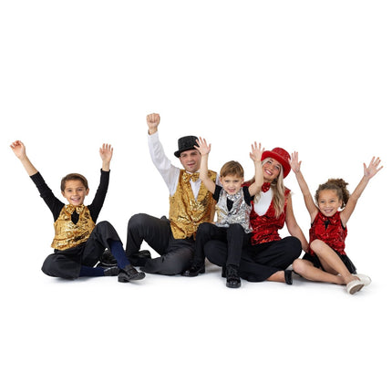 Sparkly Sequin Vest & Bowtie Costume Set for Adults – Red, Gold, Silver Party & Stage Outfit