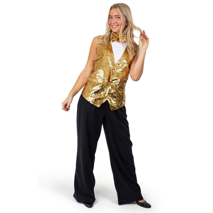 Sparkly Sequin Vest & Bowtie Costume Set for Adults – Red, Gold, Silver Party & Stage Outfit