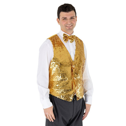 Sparkly Sequin Vest & Bowtie Costume Set for Adults – Red, Gold, Silver Party & Stage Outfit