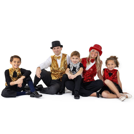 Sparkly Sequin Vest & Bowtie Costume Set for Adults – Red, Gold, Silver Party & Stage Outfit