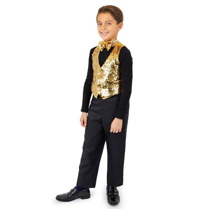 Sequin Vest & Bowtie Set for Kids – Gold, Silver, Red Costume Outfit | Party, Halloween & Stage Wear