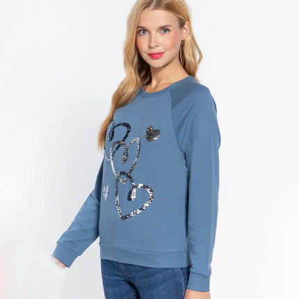 Sequins French Terry Pullover Top