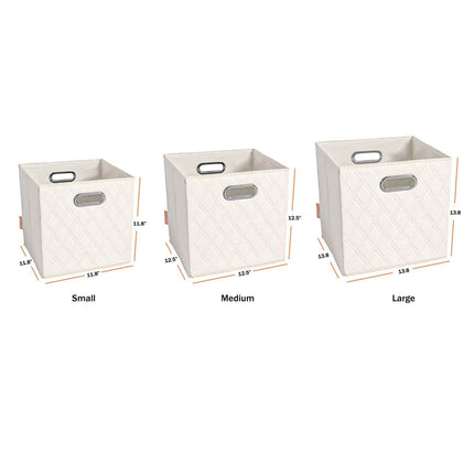 Set of 2: 11-13" Foldable Diamond Patterned Faux Leather Storage Cube Bins