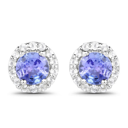3.77 Carat Genuine Tanzanite and White Topaz .925 Sterling Silver 3 Piece Jewelry Set (Ring, Earrings, and Pendant w/ Chain)