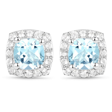 4.62 Carat Genuine Blue Topaz and White Topaz .925 Sterling Silver 3 Piece Jewelry Set (Ring, Earrings, and Pendant w/ Chain)