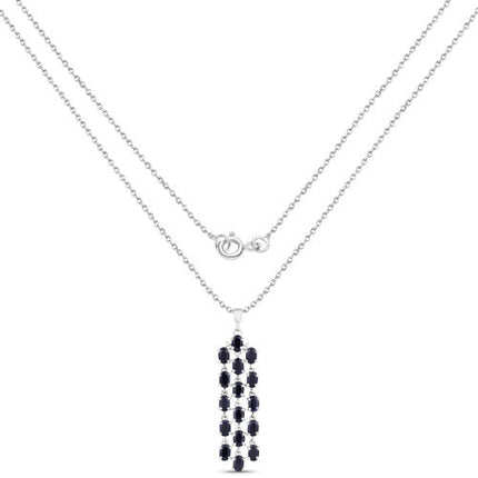 7.68 Carat Genuine Blue Sapphire .925 Sterling Silver Pendant