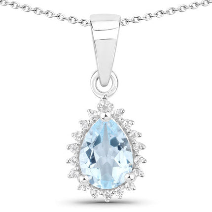 2.00 Carat Genuine Blue Topaz and White Topaz .925 Sterling Silver Jewelry Set