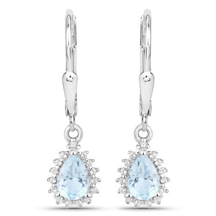 2.00 Carat Genuine Blue Topaz and White Topaz .925 Sterling Silver Jewelry Set