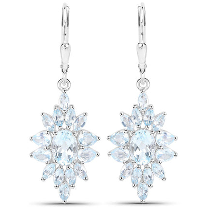 19.18 Carat Genuine Blue Topaz .925 Sterling Silver 3 Piece Jewelry Set (Ring, Earrings, and Pendant w/ Chain)