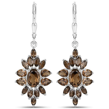 16.36 Carat Genuine Smoky Quartz .925 Sterling Silver 3 Piece Jewelry Set (Ring, Earrings, and Pendant w/ Chain)