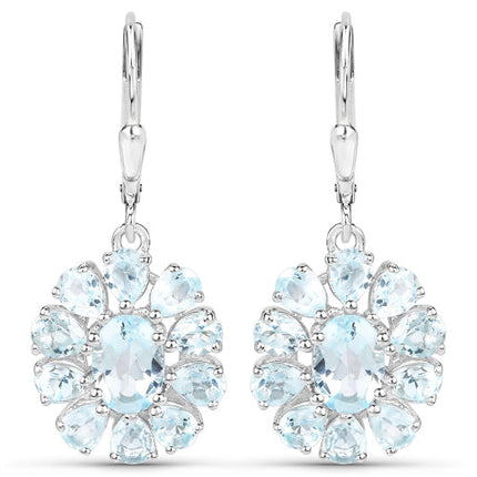 14.02 Carat Genuine Blue Topaz and White Topaz .925 Sterling Silver 3 Piece Jewelry Set (Ring, Earrings, and Pendant w/ Chain)