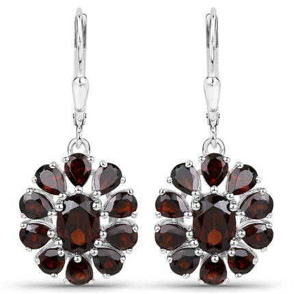 13.82 Carat Genuine Garnet and White Topaz .925 Sterling Silver 3 Piece Jewelry Set (Ring, Earrings, and Pendant w/ Chain)