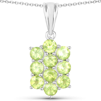 6.80 Carat Genuine Peridot .925 Sterling Silver 3 Piece Jewelry Set (Ring, Earrings, and Pendant w/ Chain)