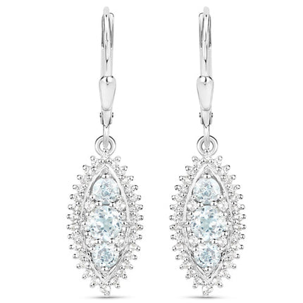 4.50 Carat Genuine Blue Topaz and White Topaz .925 Sterling Silver 3 Piece Jewelry Set (Ring, Earrings, and Pendant w/ Chain)