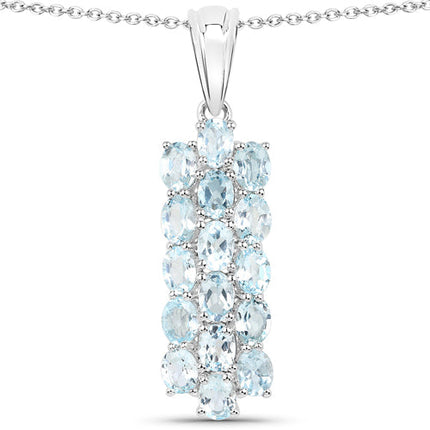 9.88 Carat Genuine Blue Topaz .925 Sterling Silver 3 Piece Jewelry Set (Ring, Earrings, and Pendant w/ Chain)