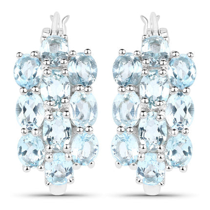 9.88 Carat Genuine Blue Topaz .925 Sterling Silver 3 Piece Jewelry Set (Ring, Earrings, and Pendant w/ Chain)