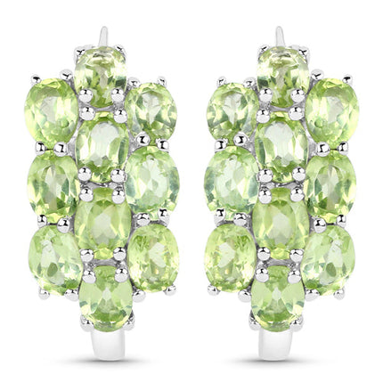 8.84 Carat Genuine Peridot .925 Sterling Silver 3 Piece Jewelry Set (Ring, Earrings, and Pendant w/ Chain)