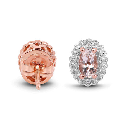 2.28 Carat Genuine Morganite and White Topaz .925 Sterling Silver 3 Piece Jewelry Set (Ring, Earrings, and Pendant w/ Chain)