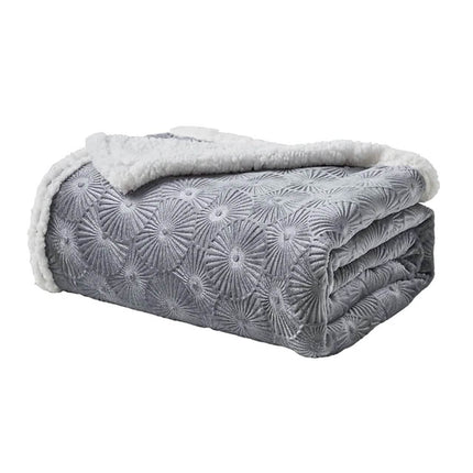 Sheradian Embossed Print Fleece/Sherpa Reversible Throw Blanket