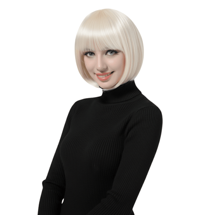 Short Bob Wig with Bangs for Women – Natural Looking Lightweight Hair Wig Multiple Shades