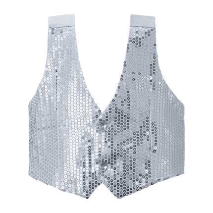 Kids Silver Sequin Vest with Sparkling Design and Party Style Finish