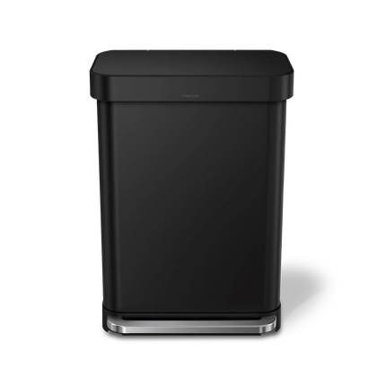 simplehuman 55-Liter Matte Black Indoor Kitchen Hinged Lid Trash Can