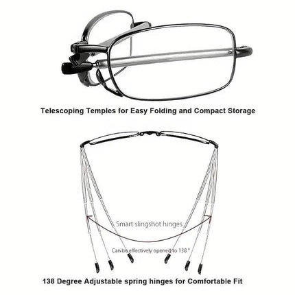 Sleek Folding Reading Glasses with Anti-Blue Light Protection