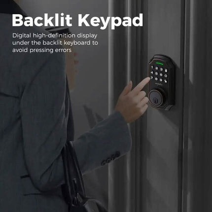 Smart Keypad Door Deadbolt Lock Set with 100-Code Keyless Entry and Anti-Peeking Password