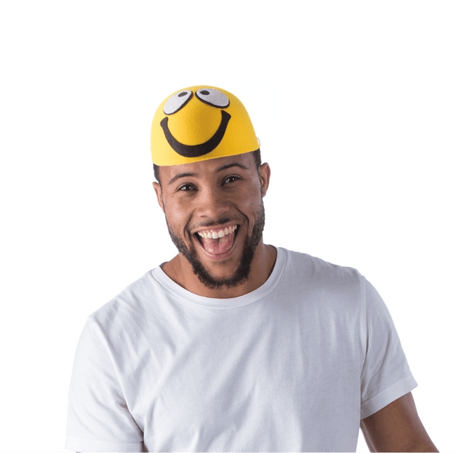 Smiley Face Yellow Hat Costume Accessory for Kids & Adults