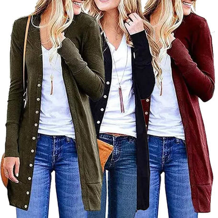 Snap Button Long Cardigan