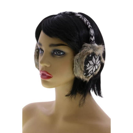 Snowflake Earmuffs with Fur Trim