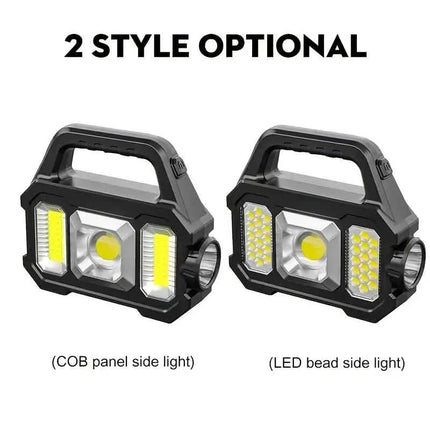 Solar Portable Flashlight & Handheld Searchlight with Side Lights